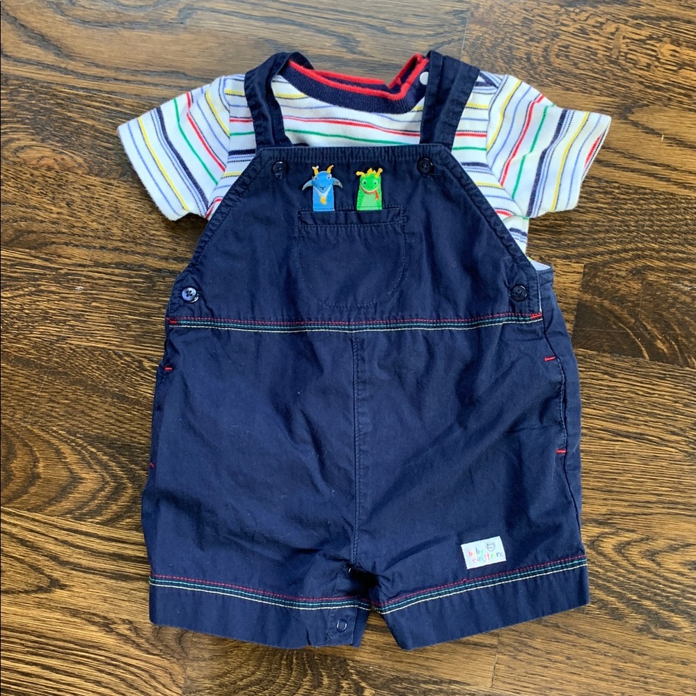 Baby Einstein Navy Blue Baby Overalls and Matching Onesie - 3mo